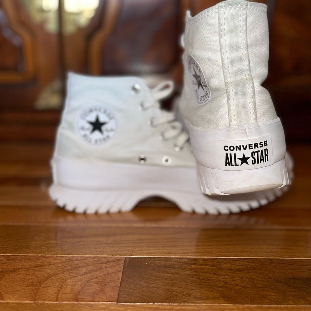 Converse Lugged Lift Platform High Top Sneakers White Men’s 7 Women’s 9 - Picture 5 of 7